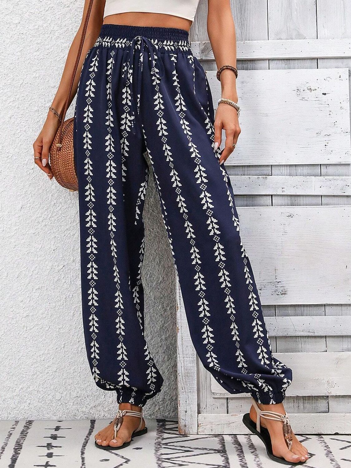 Zephariel Tied Printed High Waist Pants