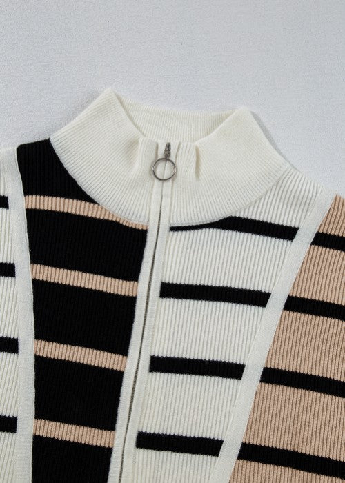 Zephariel Striped Half Zip Sweater Vest