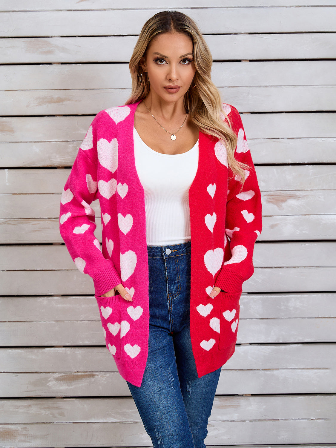 Zephariel Heart Open Front Long Sleeve Cardigan