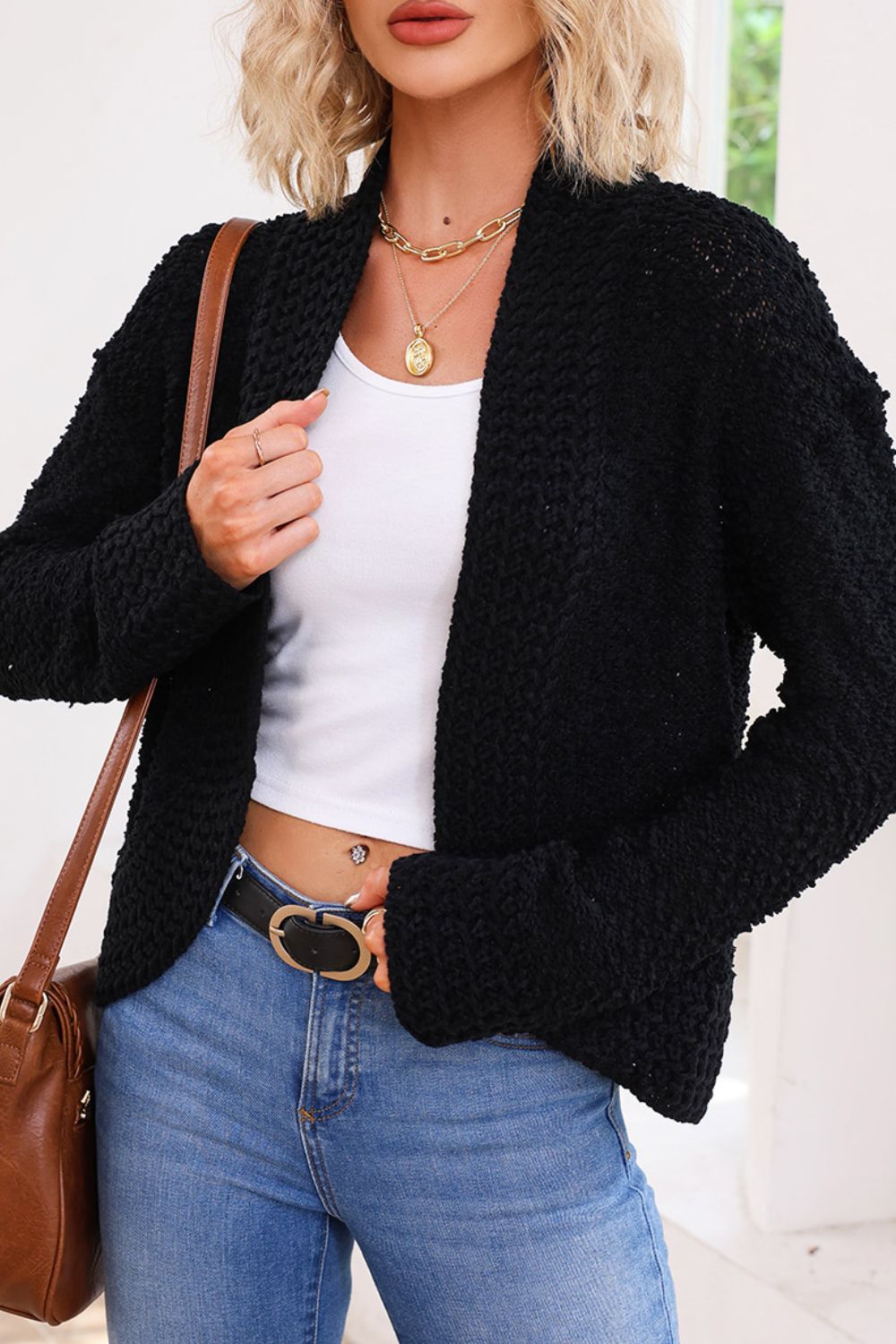 Zephariel Solid Color Open Front Cardigan