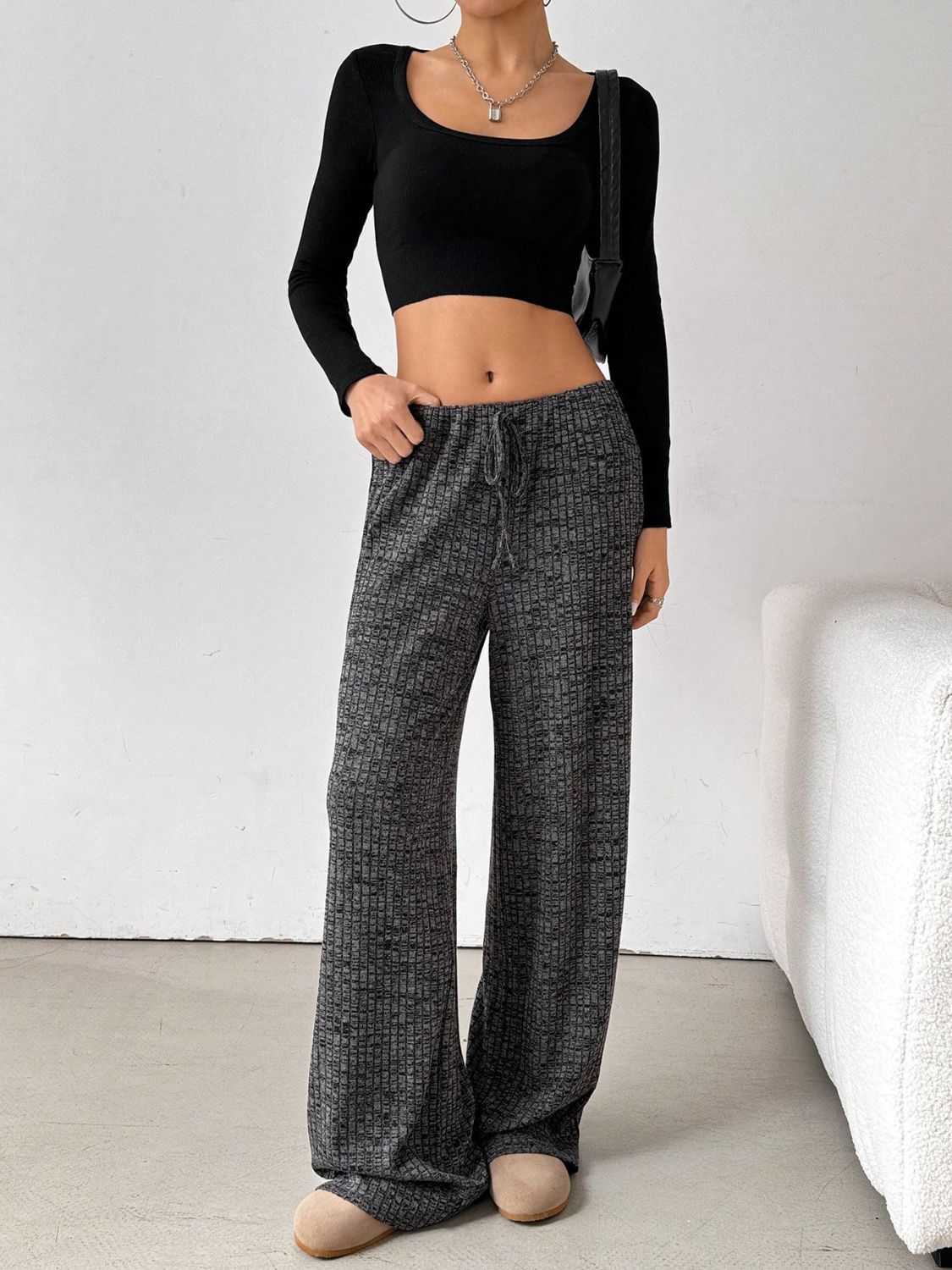 Zephariel Tied Striped Wide Leg Pants