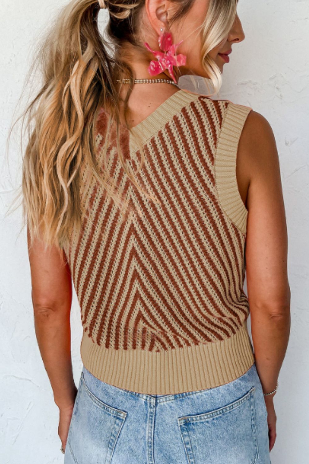 Zephariel Striped Contrast V-Neck Sweater Vest