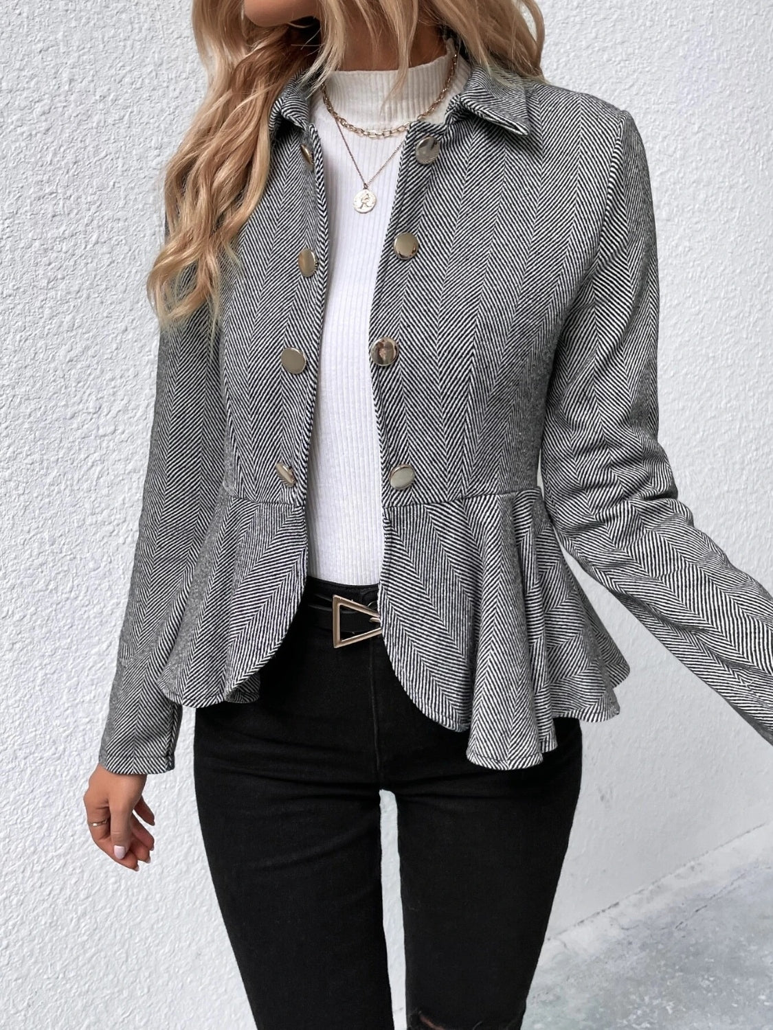 Zephariel Ruffle Hem Collared Blazer