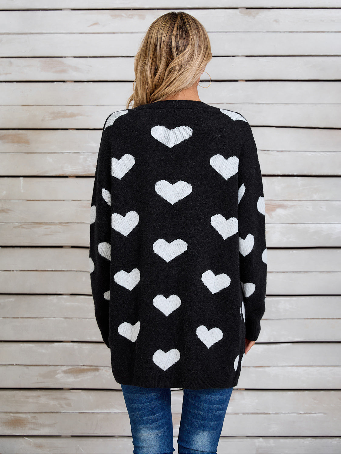 Zephariel Heart Open Front Long Sleeve Cardigan