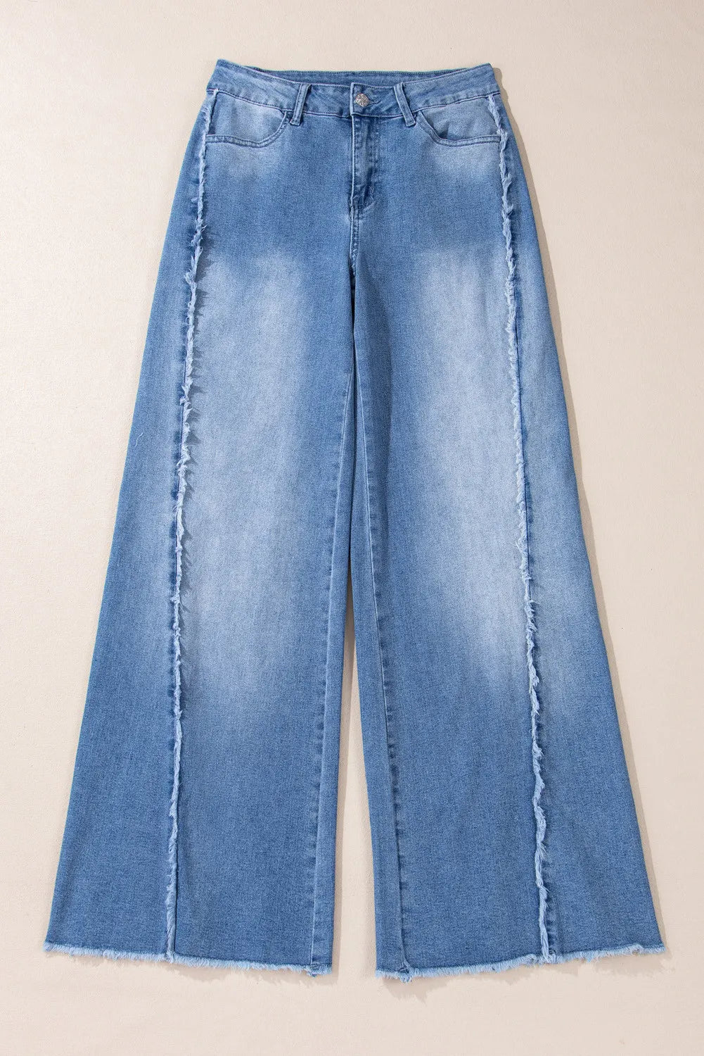 Zephariel Raw Hem Wide Leg Jeans with Pockets