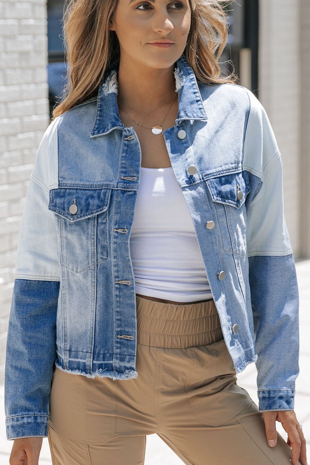 Zephariel Distressed Button Up Drop Shoulder Denim Jacket