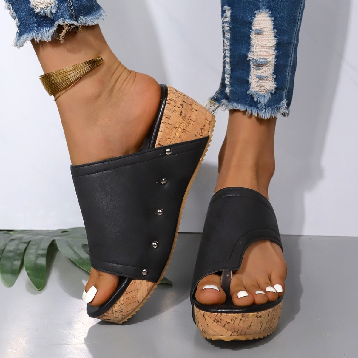 Zephariel PU Leather Wedge Sandals