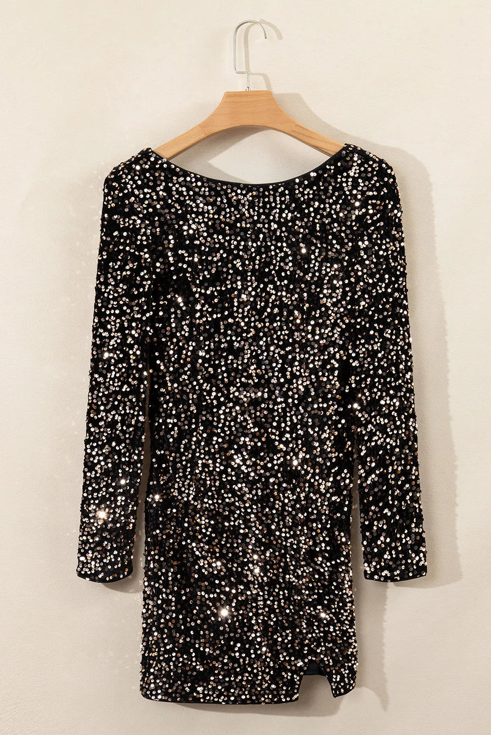 Zephariel Backless Sequin Round Neck Long Sleeve Dress