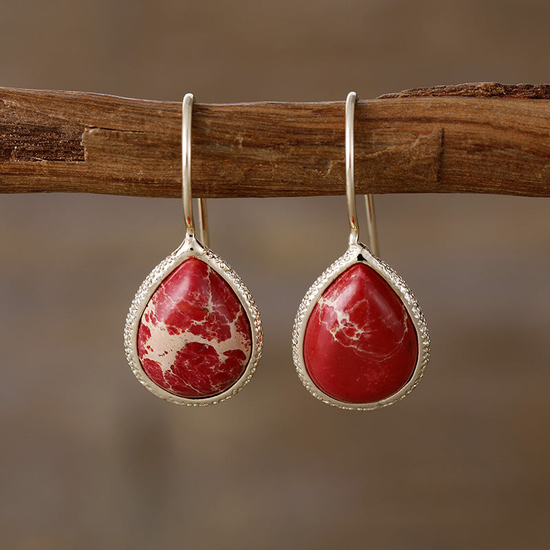 Zephariel Copper Natural Stone Teardrop Shape Earrings