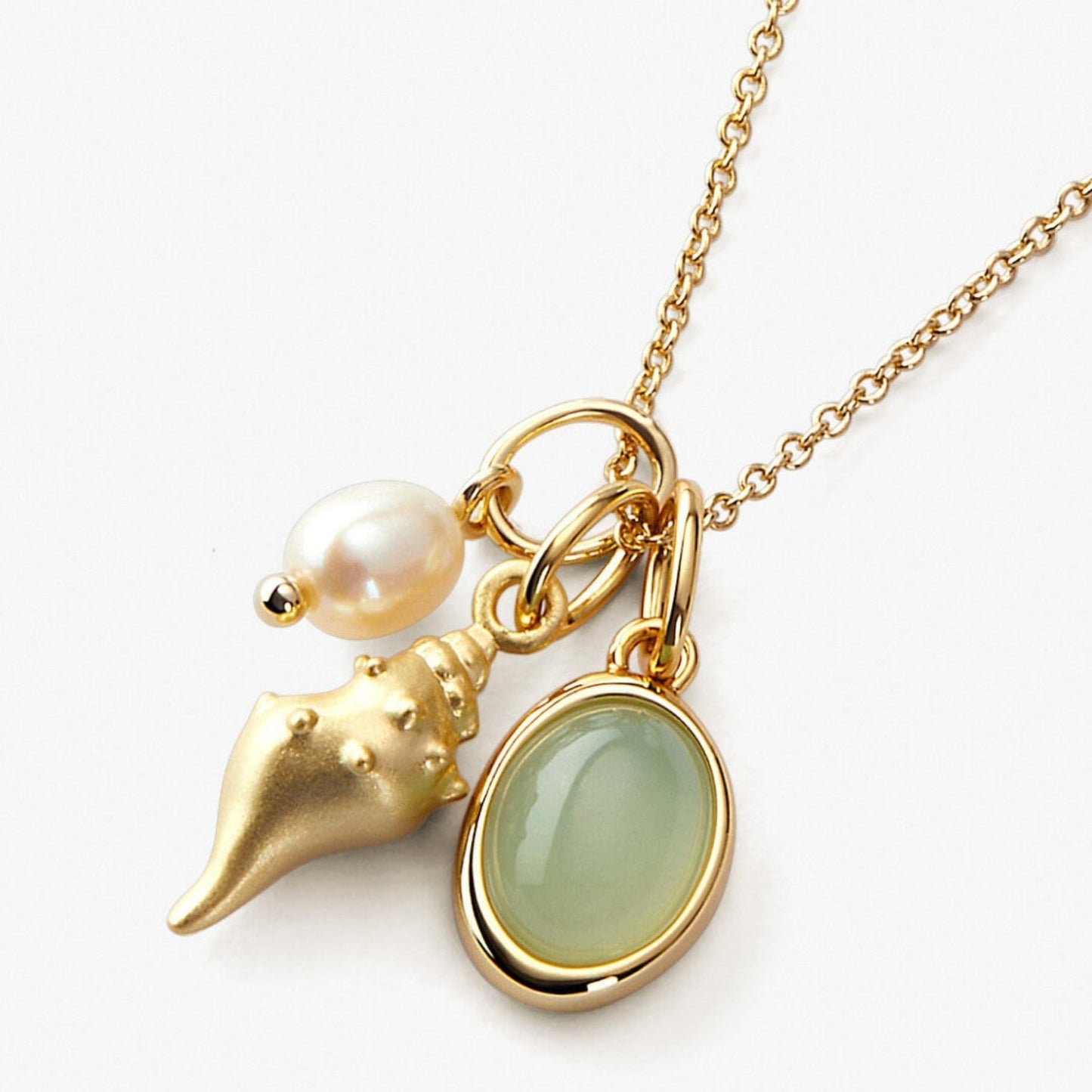 Zephariel 14K Gold-Plated Natural Crystal Conch Pendant Necklace