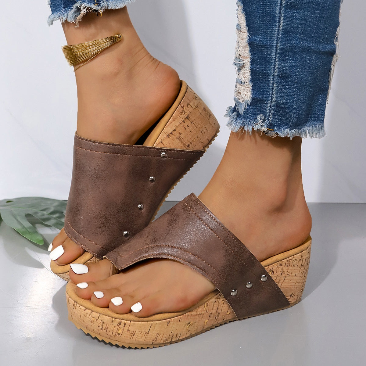 Zephariel PU Leather Wedge Sandals