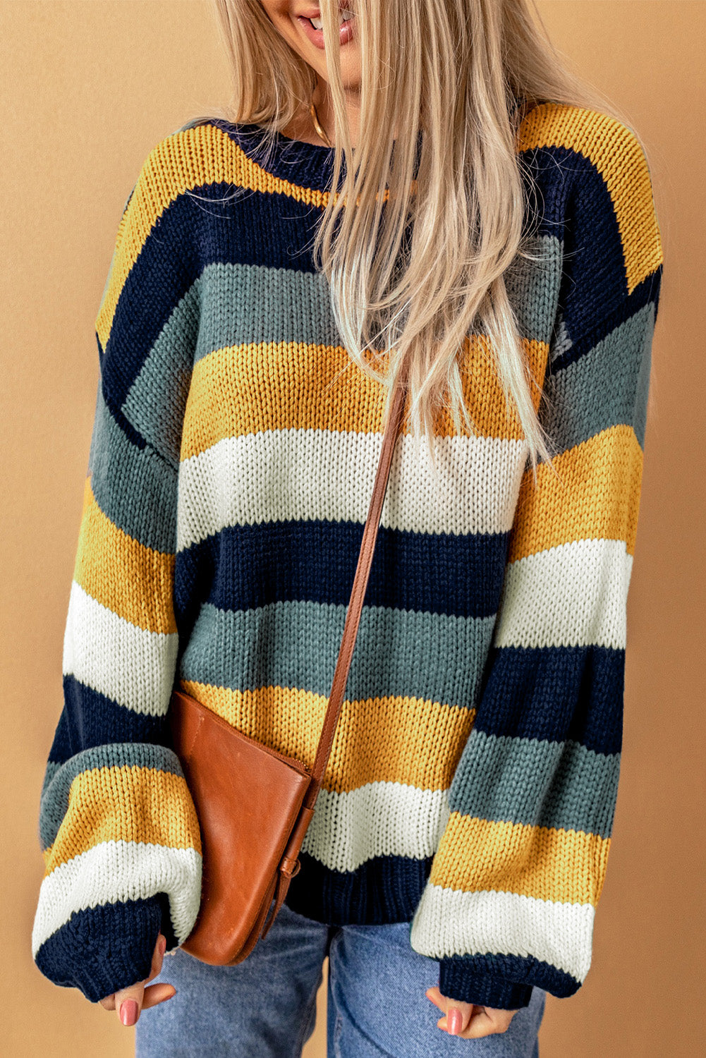 Zephariel Color Block Round Neck Dropped Shoulder Sweater