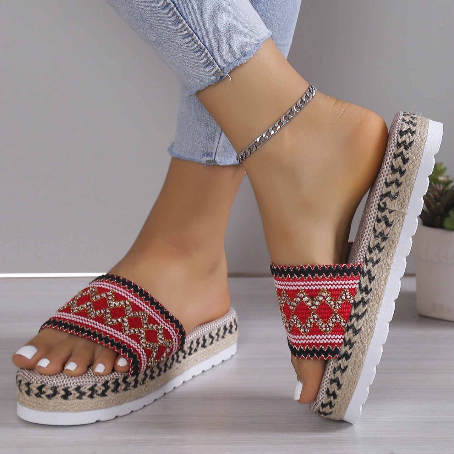 Zephariel Geometric Weave Platform Sandals