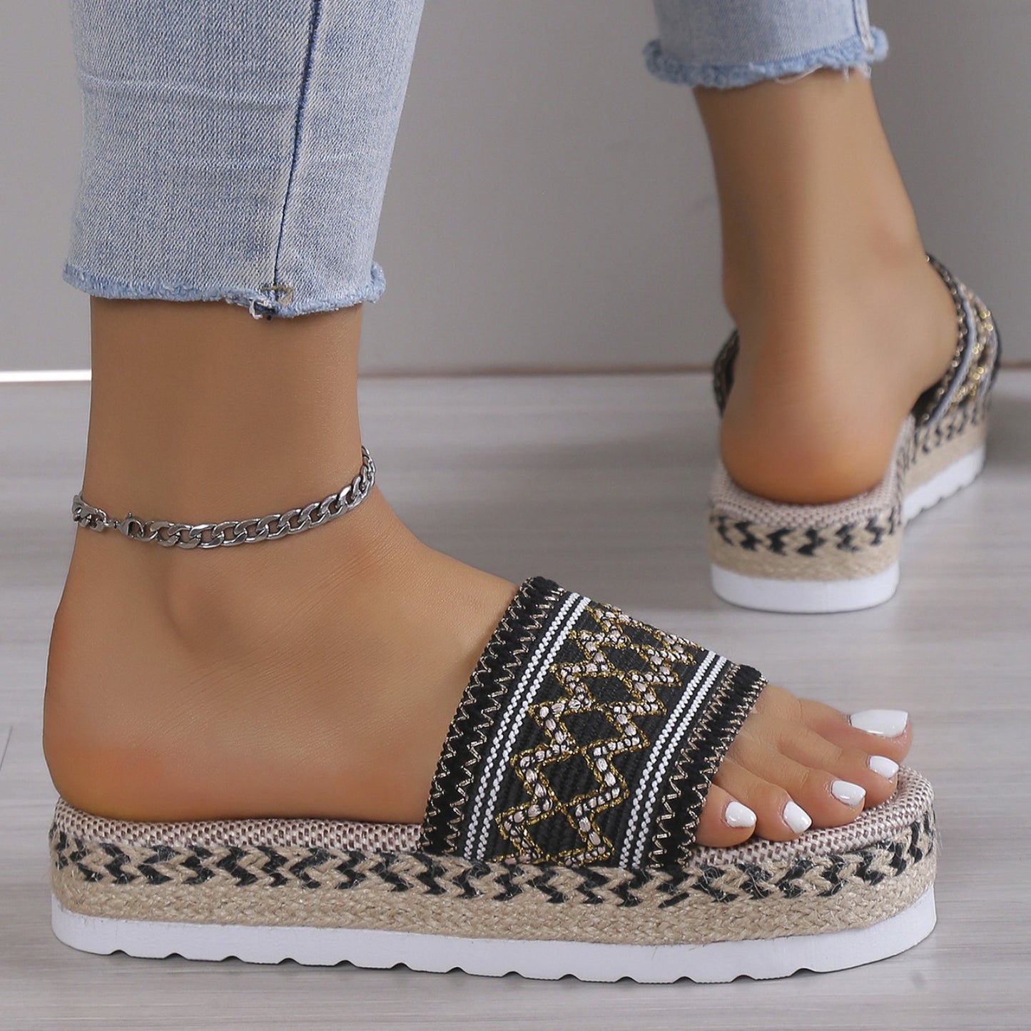 Zephariel Geometric Weave Platform Sandals