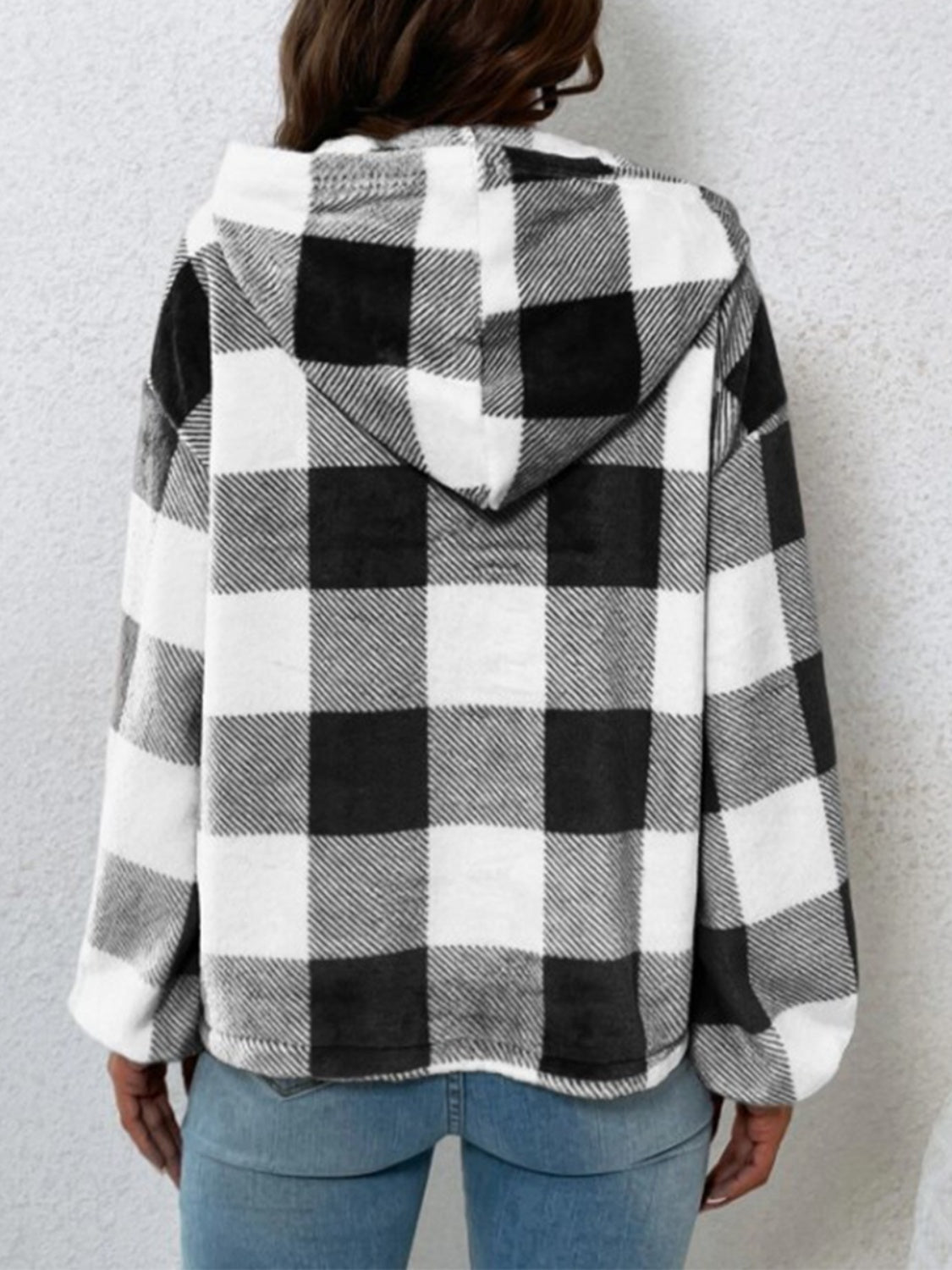 Zephariel Plaid Half Button Long Sleeve Hoodie