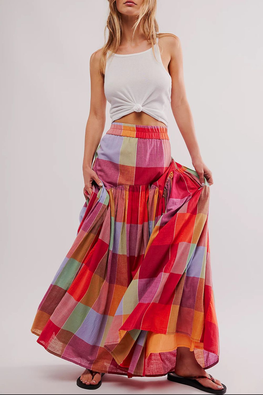 Zephariel Color Block Elastic Waist Maxi Skirt