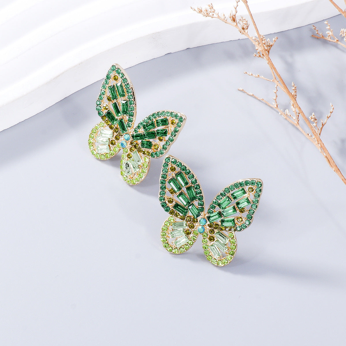 Zephariel Alloy Inlaid Rhinestone Butterfly Earrings