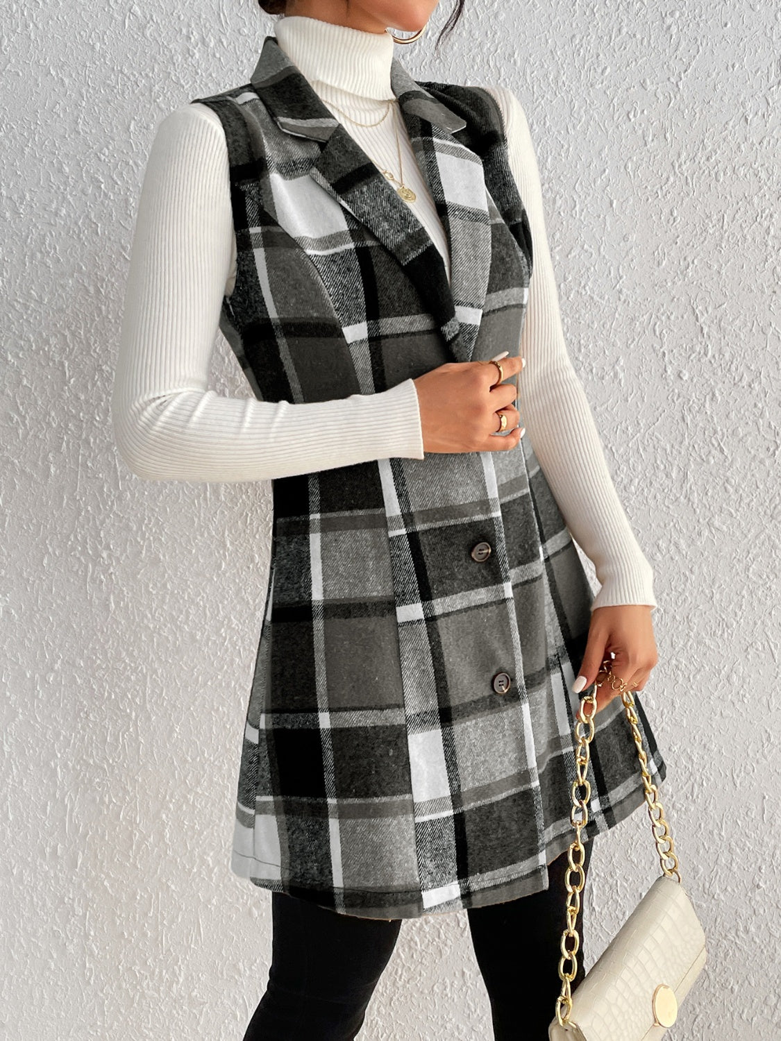 Zephariel Plaid Button Up Vest Coat