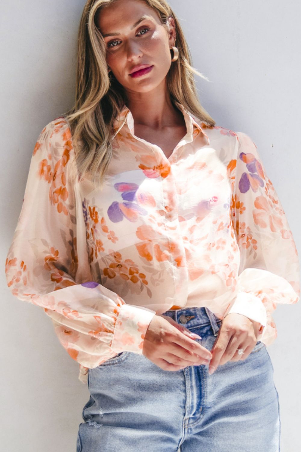 Zephariel Printed Collared Neck Long Sleeve Shirt