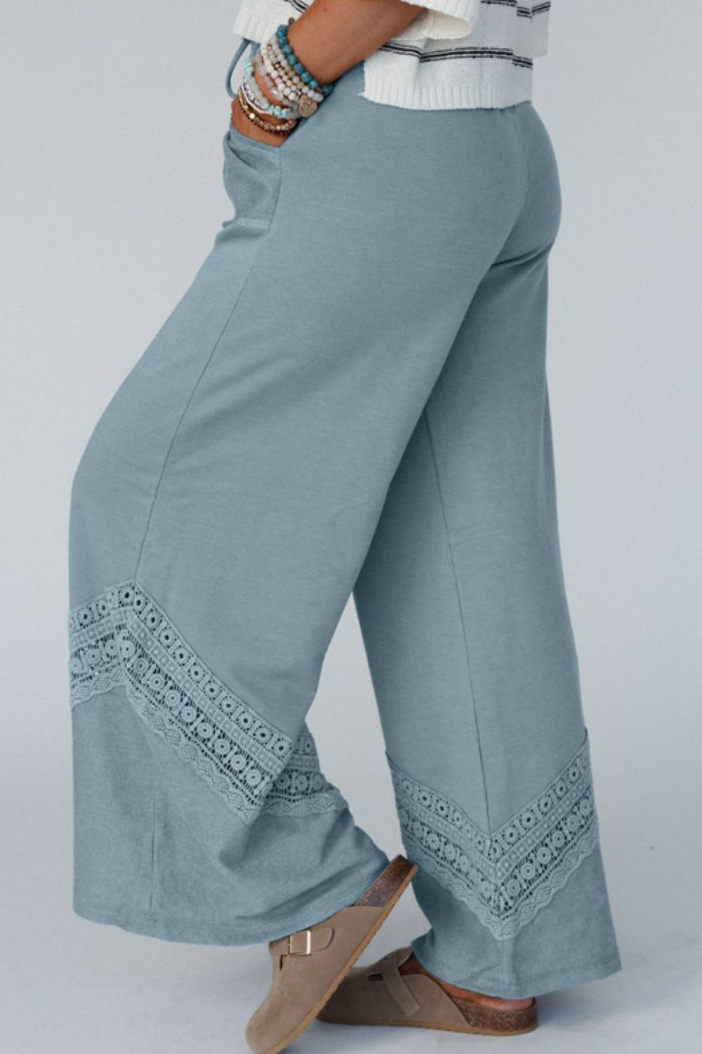 Zephariel Lace Detail Wide Leg Pants