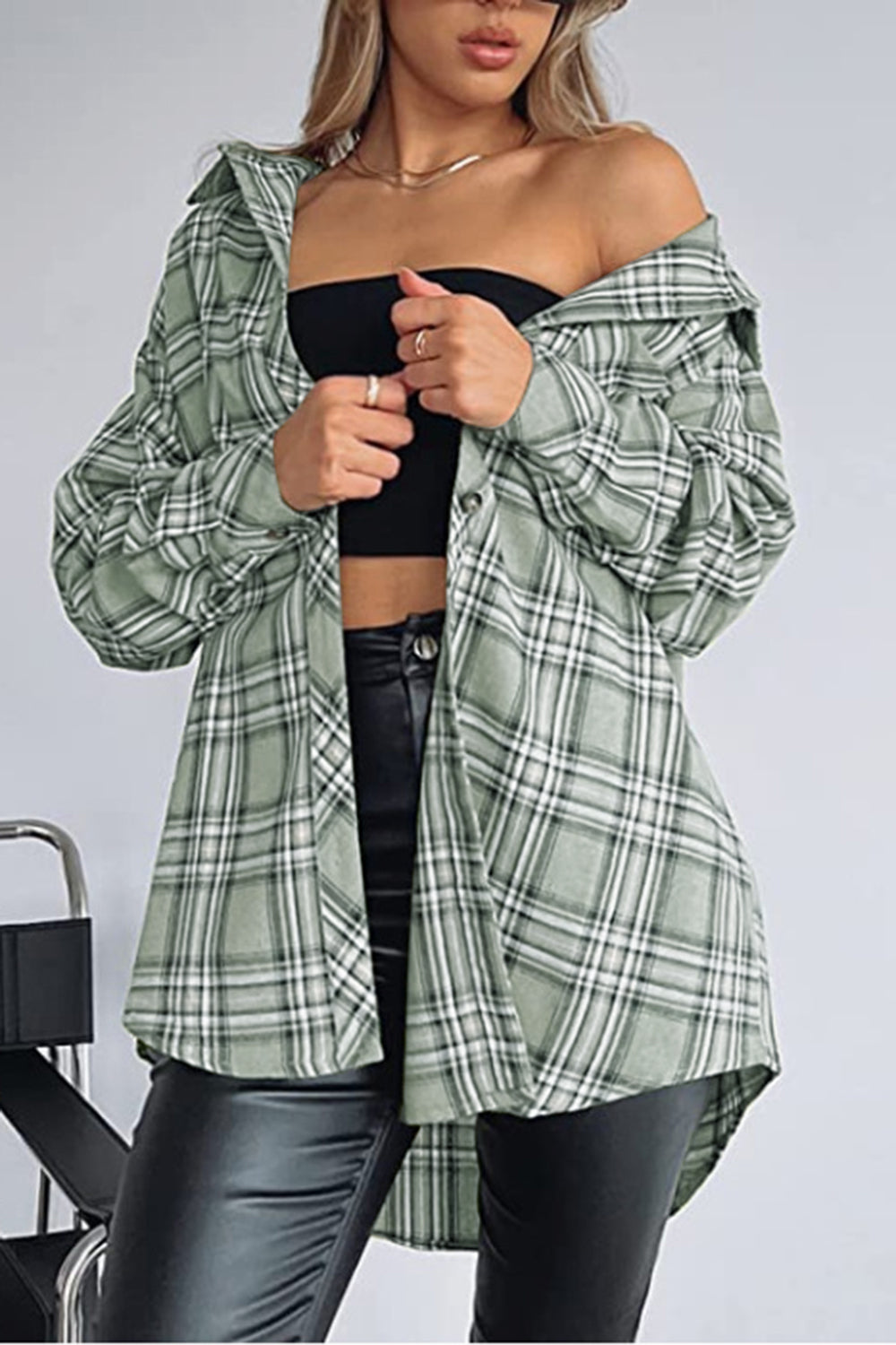 Zephariel Plaid Collared Neck Long Sleeve Shirt