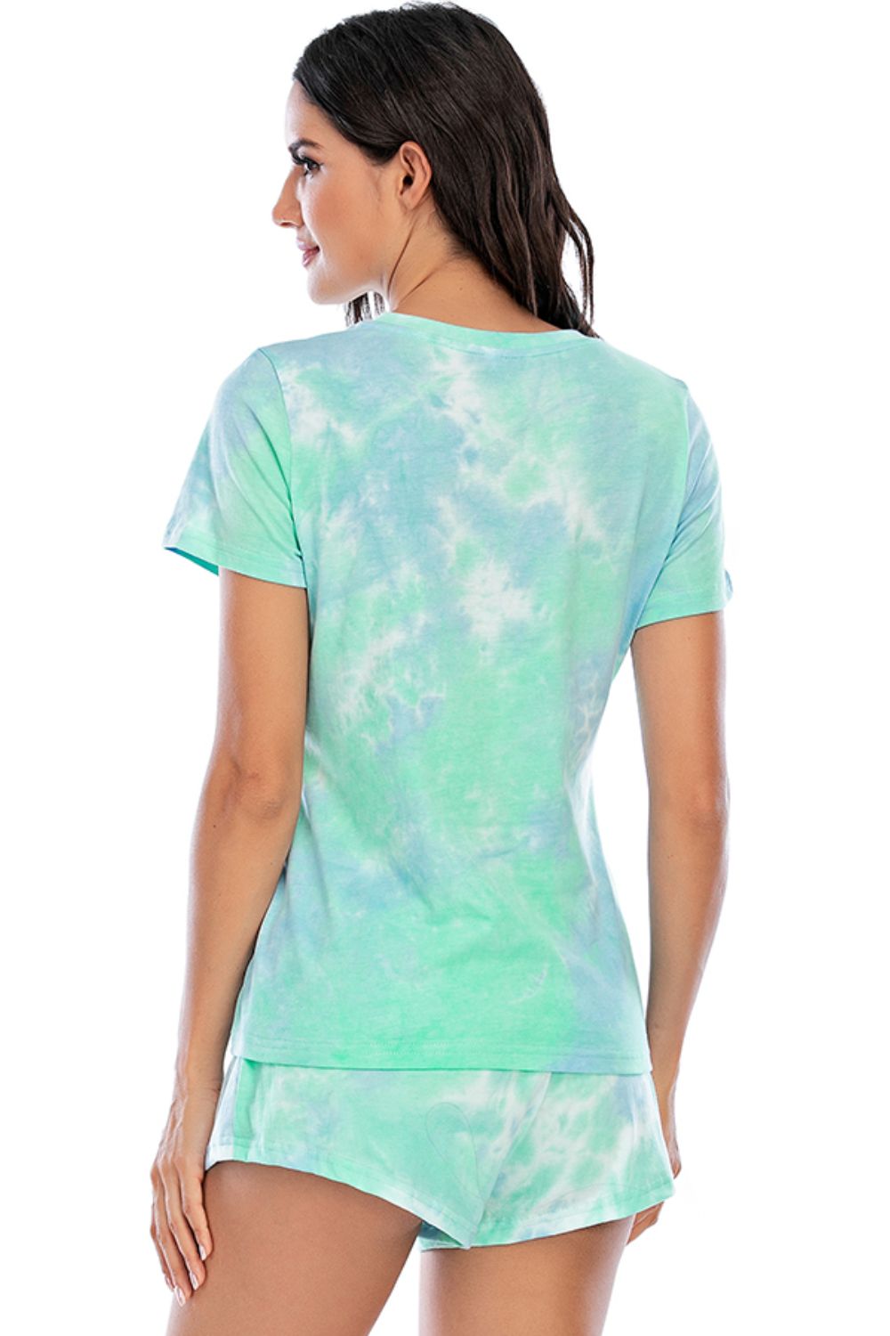 Zephariel Tie-Dye Round Neck Short Sleeve Top and Shorts Lounge Set