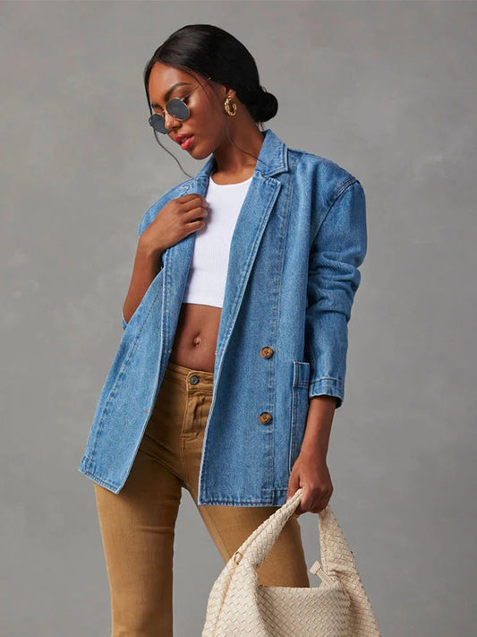 Zephariel Collared Neck Long Sleeve Denim Jacket