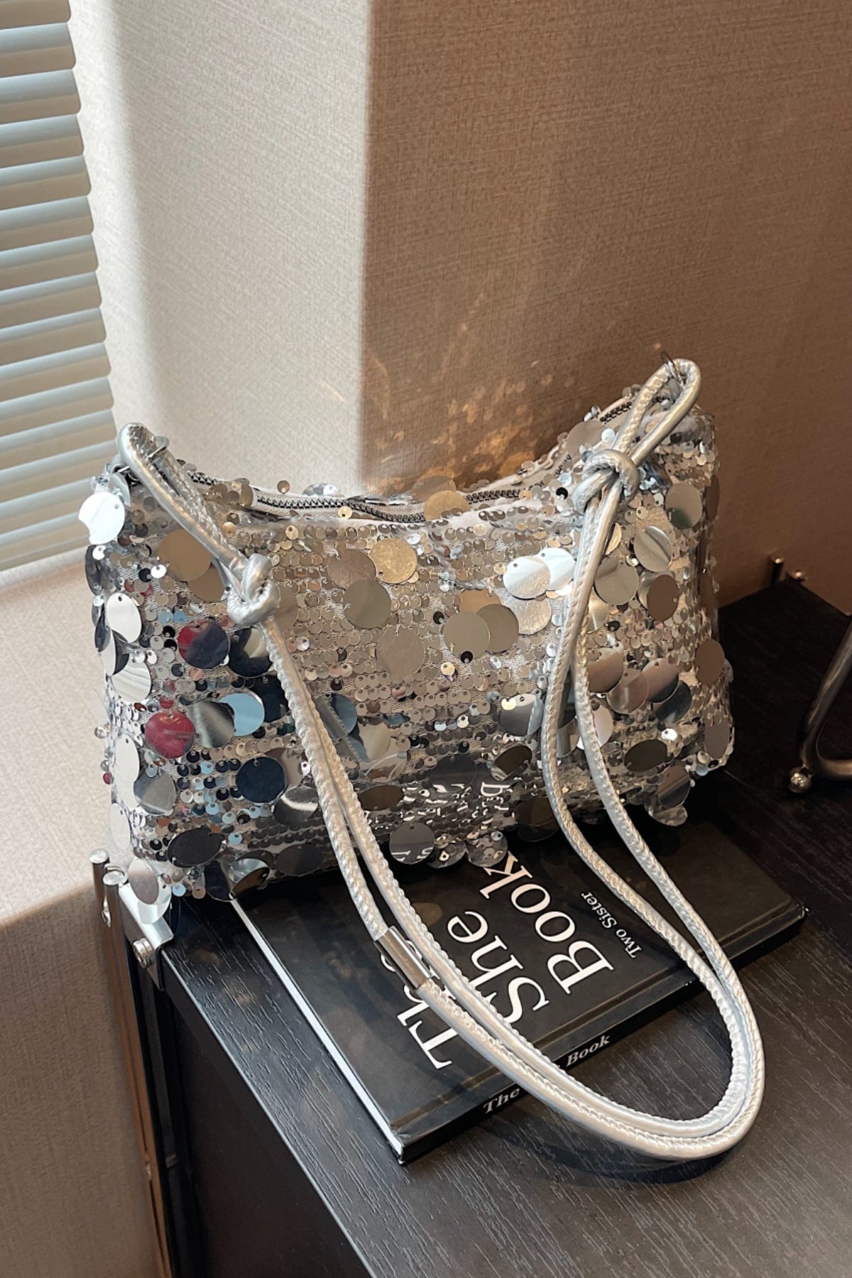 Zephariel Sequin Knotted Straps Shoulder Bag