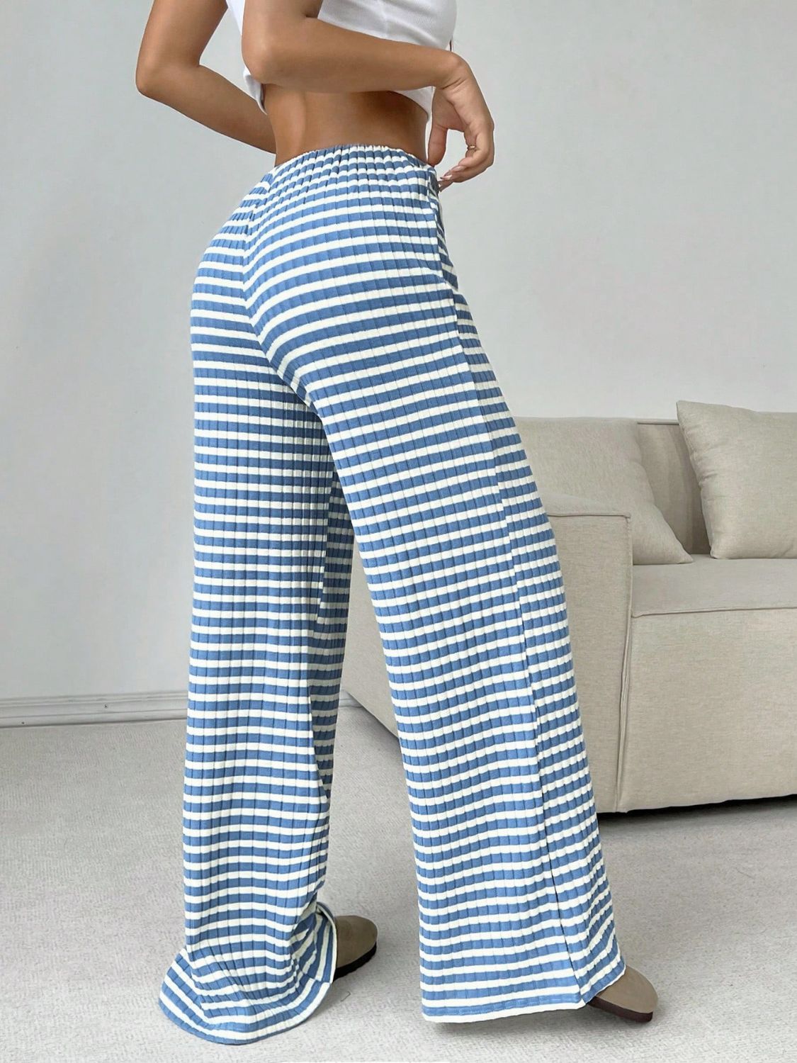 Zephariel Tied Striped Wide Leg Pants