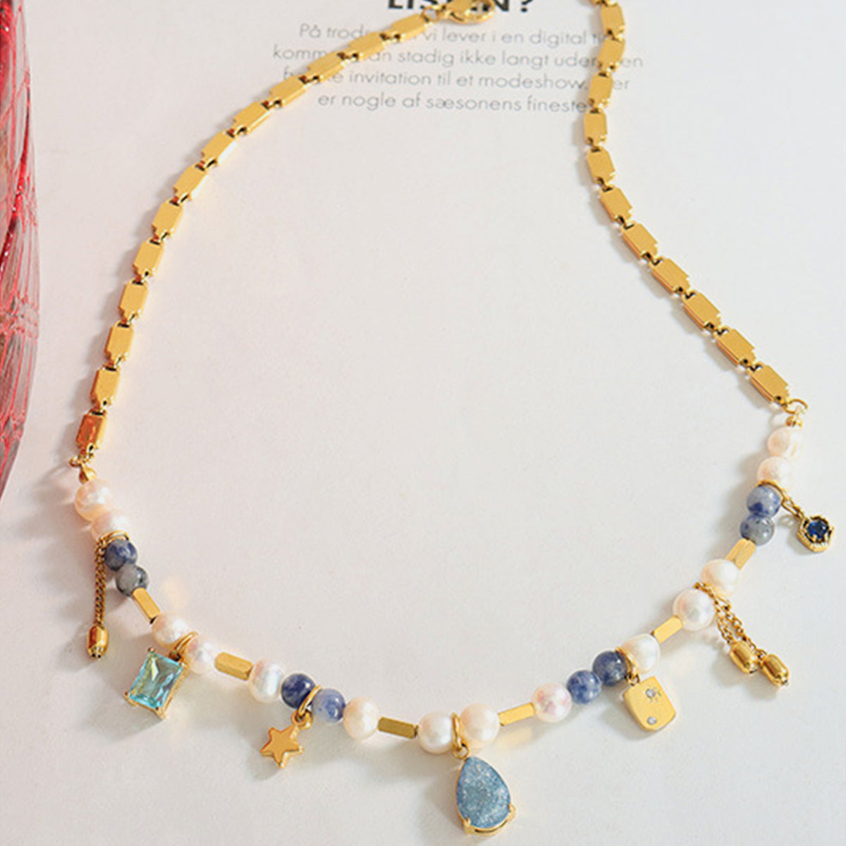 Zephariel 18K Gold-Plated Beaded Charm Necklace