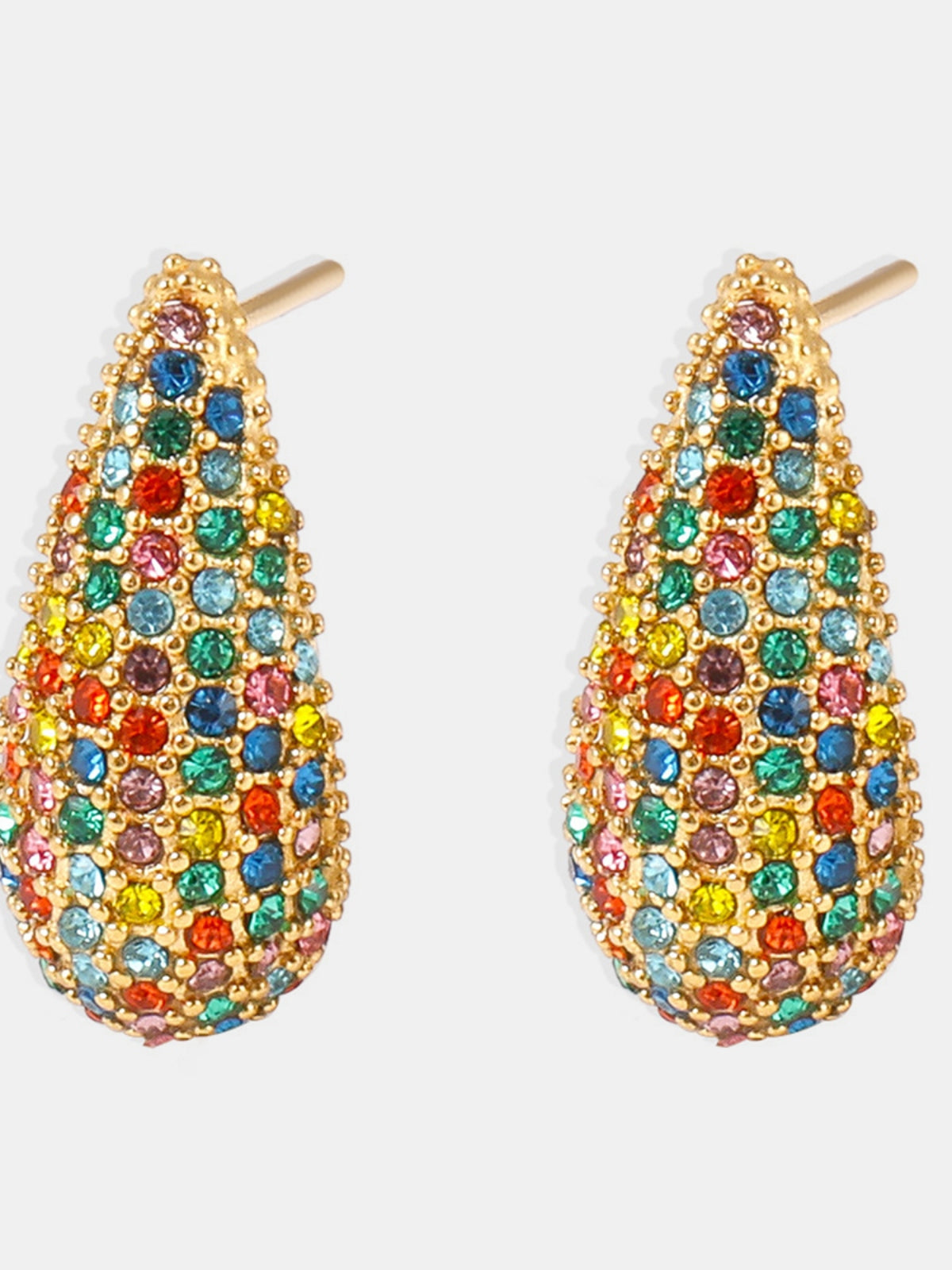 Zephariel Stainless Steel Inlaid Zircon Teardrop Earrings