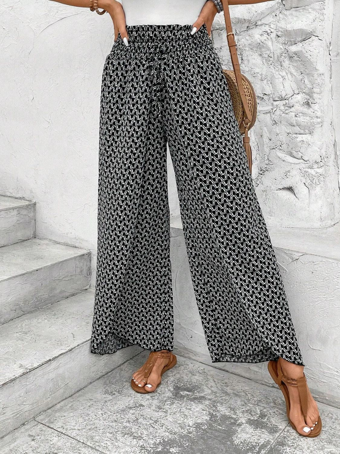 Zephariel Tied Printed Wide Leg Pants