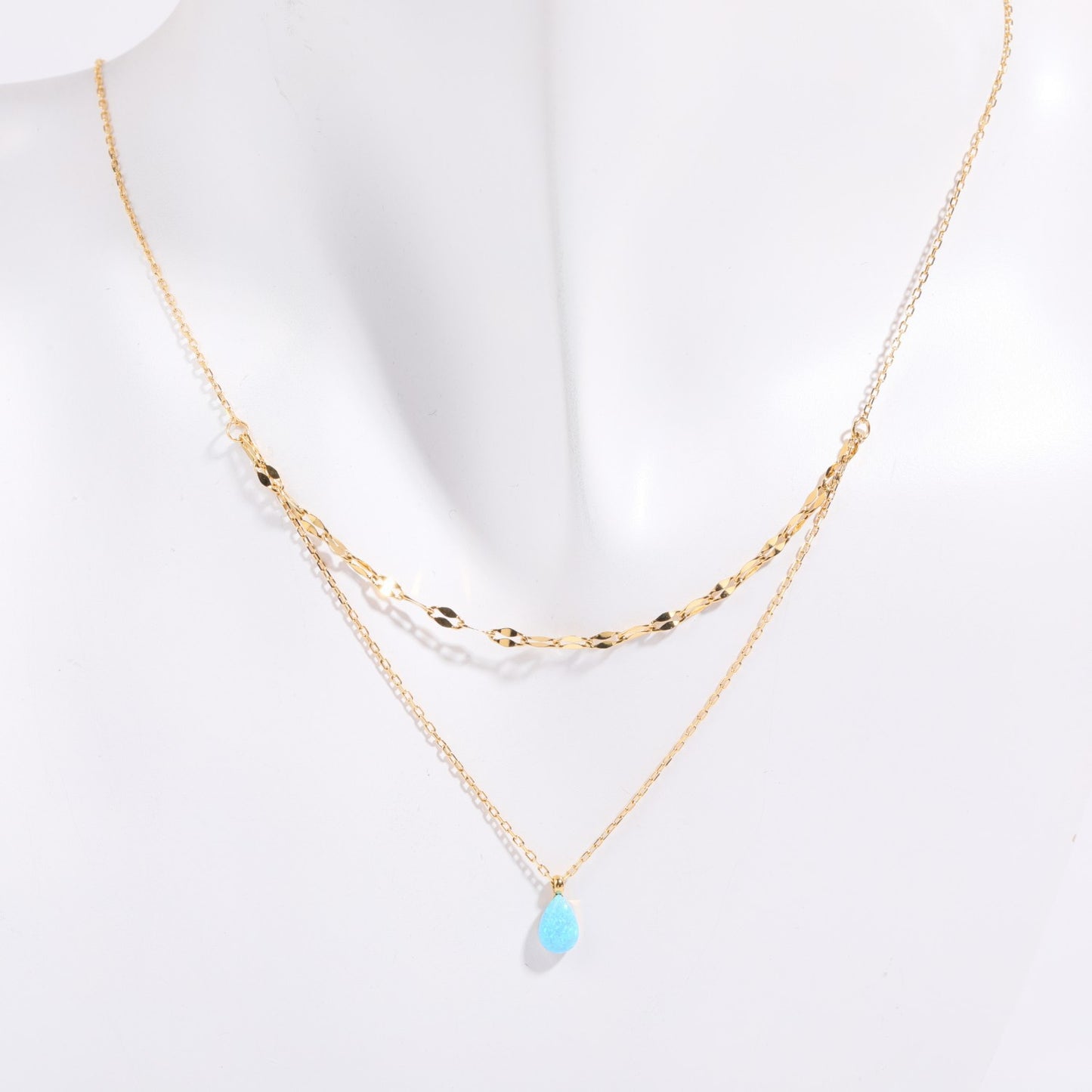 Zephariel Stainless Steel Opal Pendant Necklace