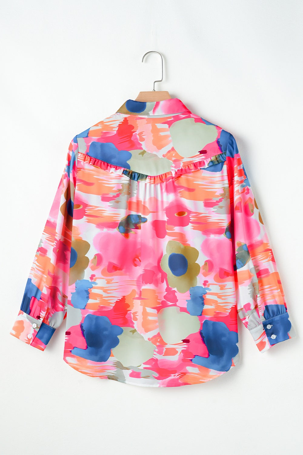 Zephariel Abstract Print Collared Neck Long Sleeve Shirt