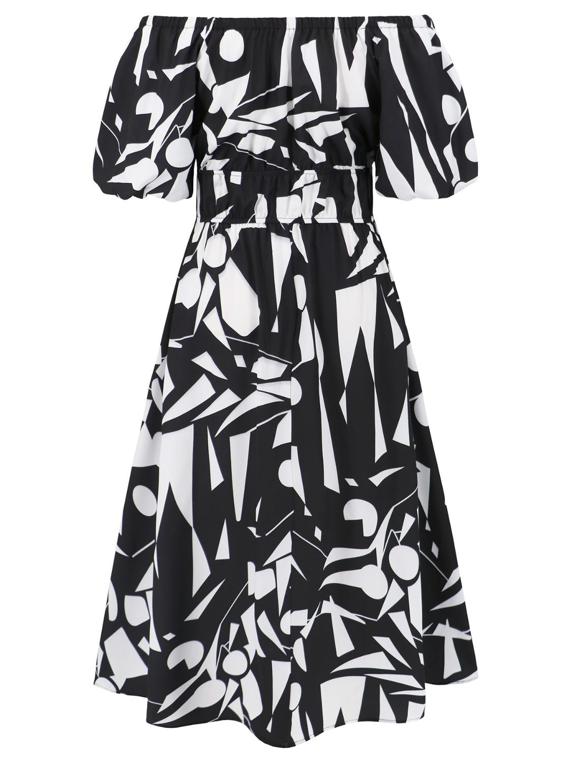 Zephariel Printed Off-Shoulder Balloon Sleeve Dress