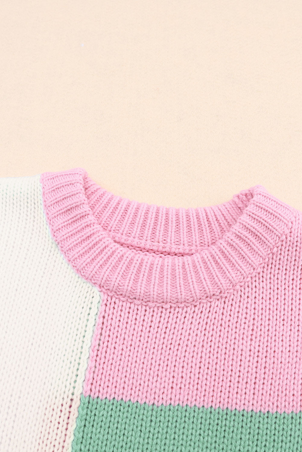 Zephariel Color Block Round Neck Drop Shoulder Sweater