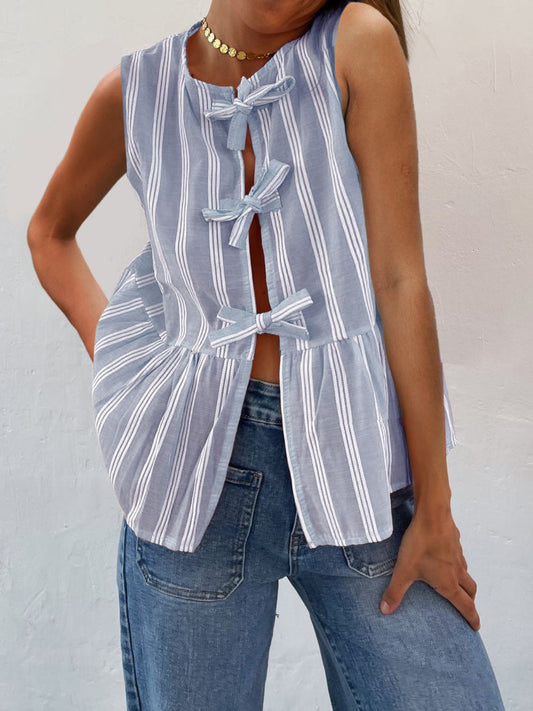 Zephariel Tied Striped Round Neck Tank