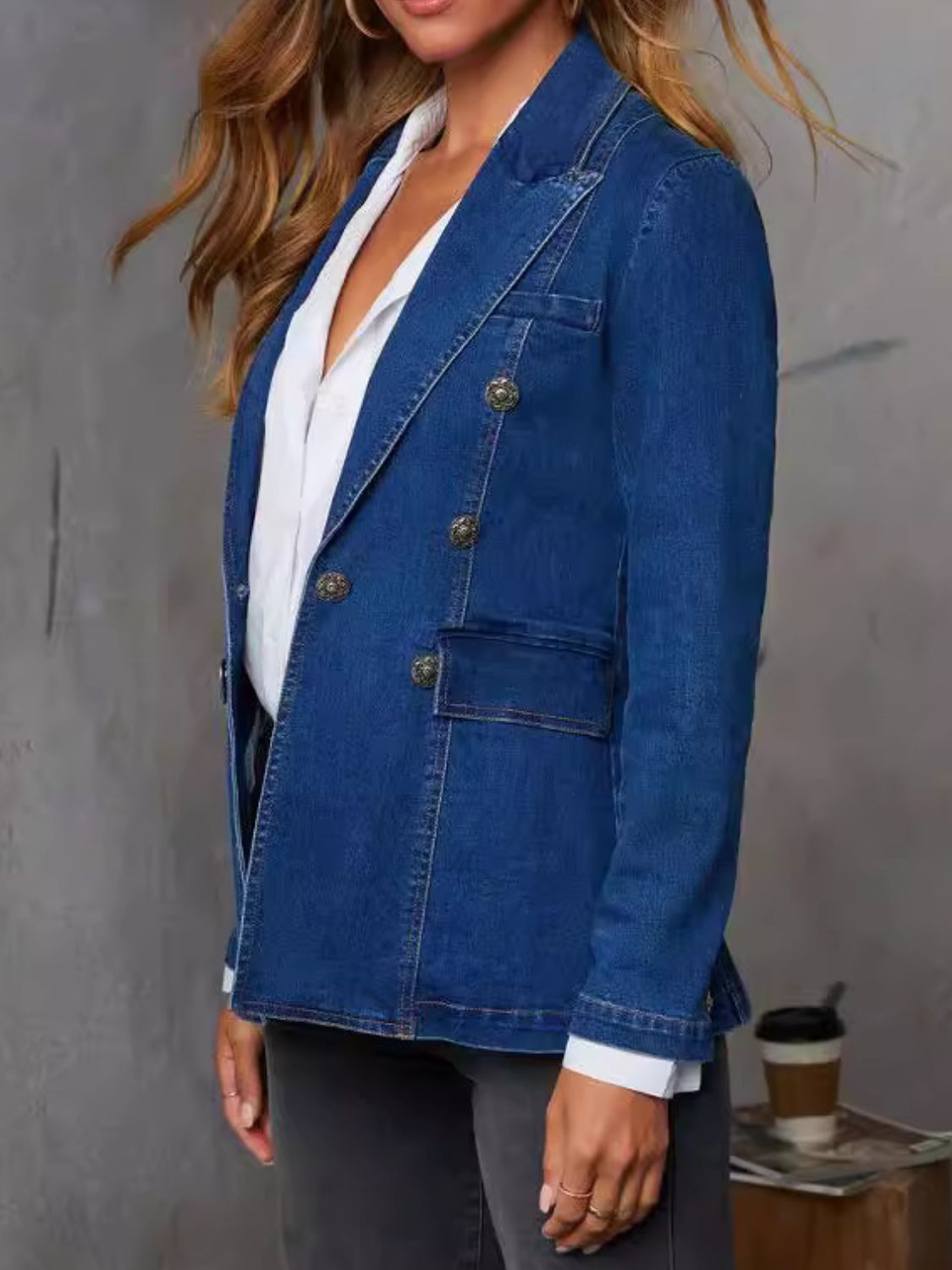 Zephariel Collared Neck Long Sleeve Denim Jacket