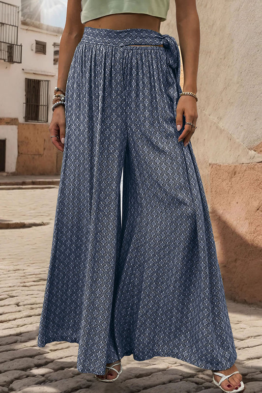 Zephariel Printed Tied Wide Leg Pants