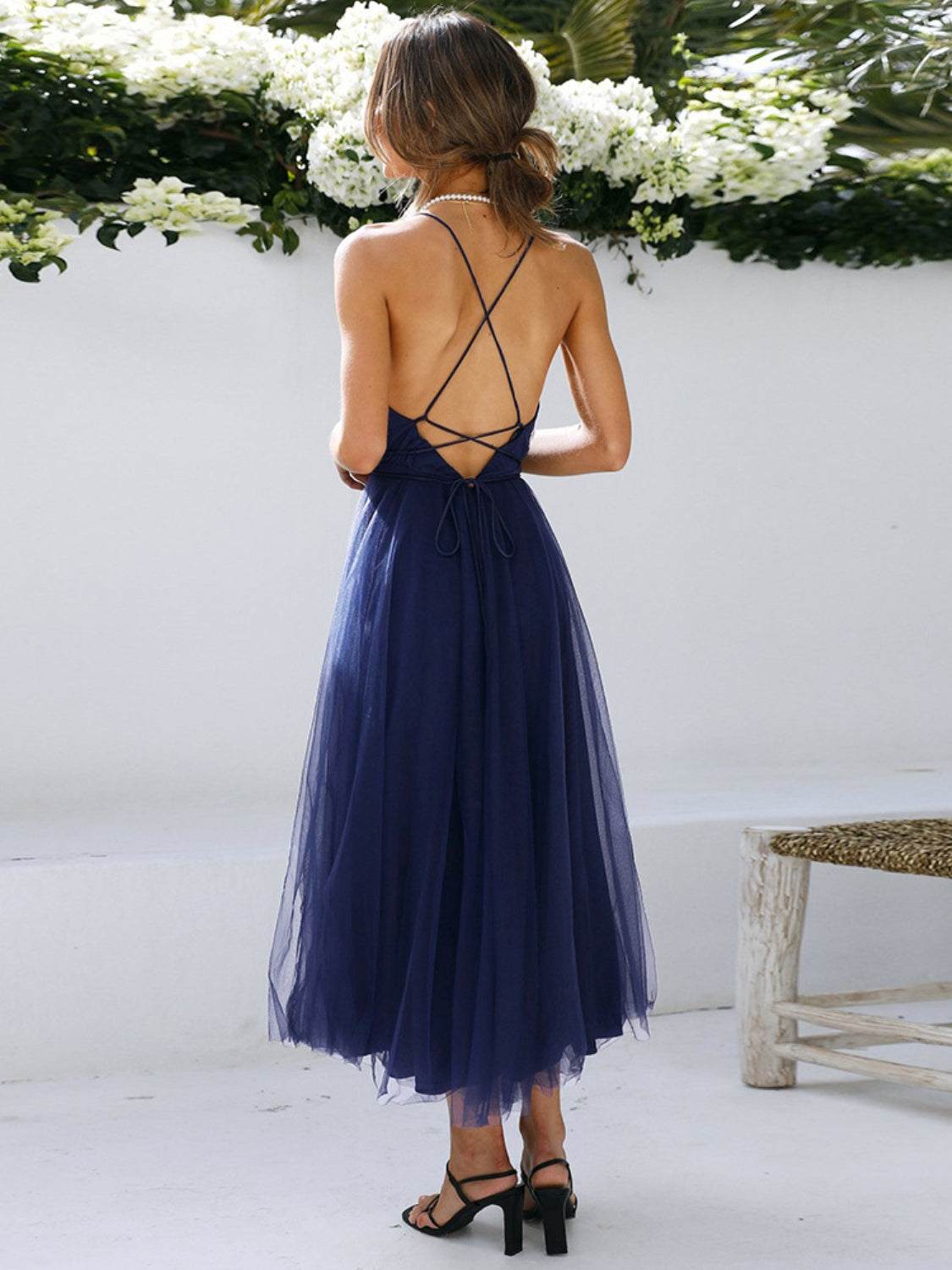 Zephariel Backless Crisscross Sleeveless Midi Dress