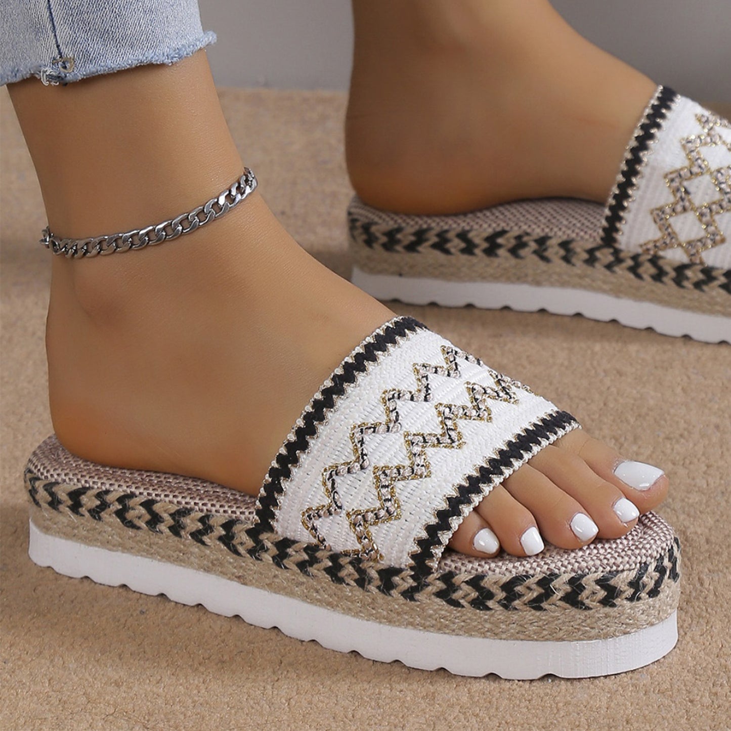 Zephariel Geometric Weave Platform Sandals