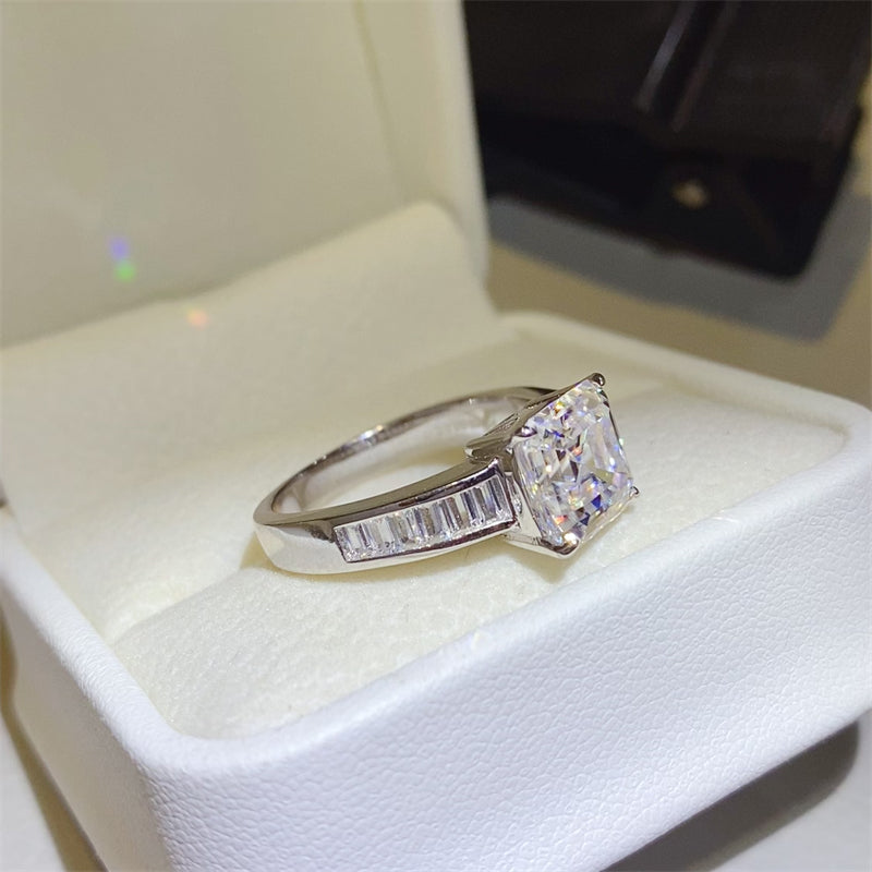 Zephariel 3 Carat Moissanite 925 Sterling Silver Square Shape Ring