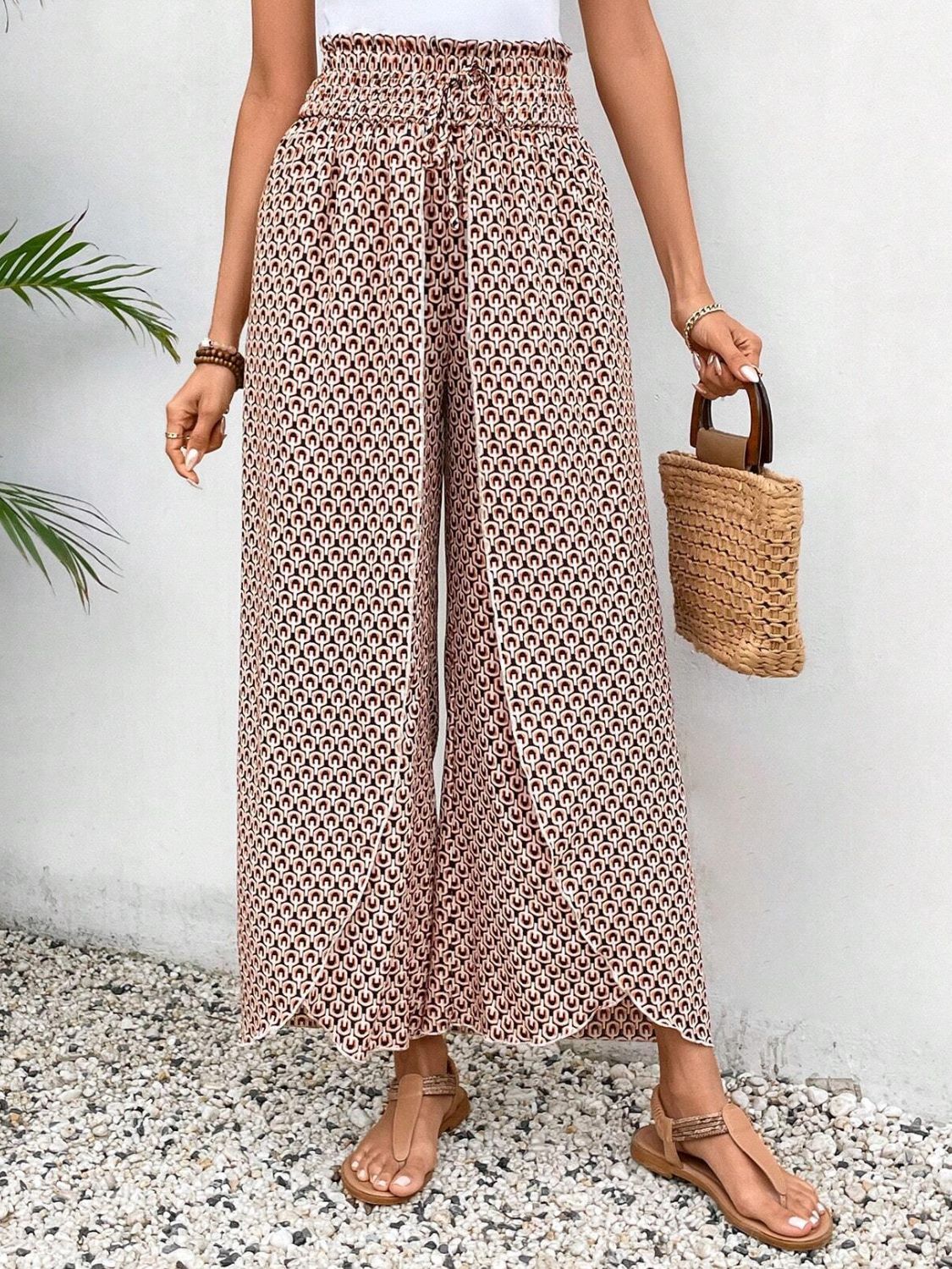 Zephariel Tied Printed Wide Leg Pants