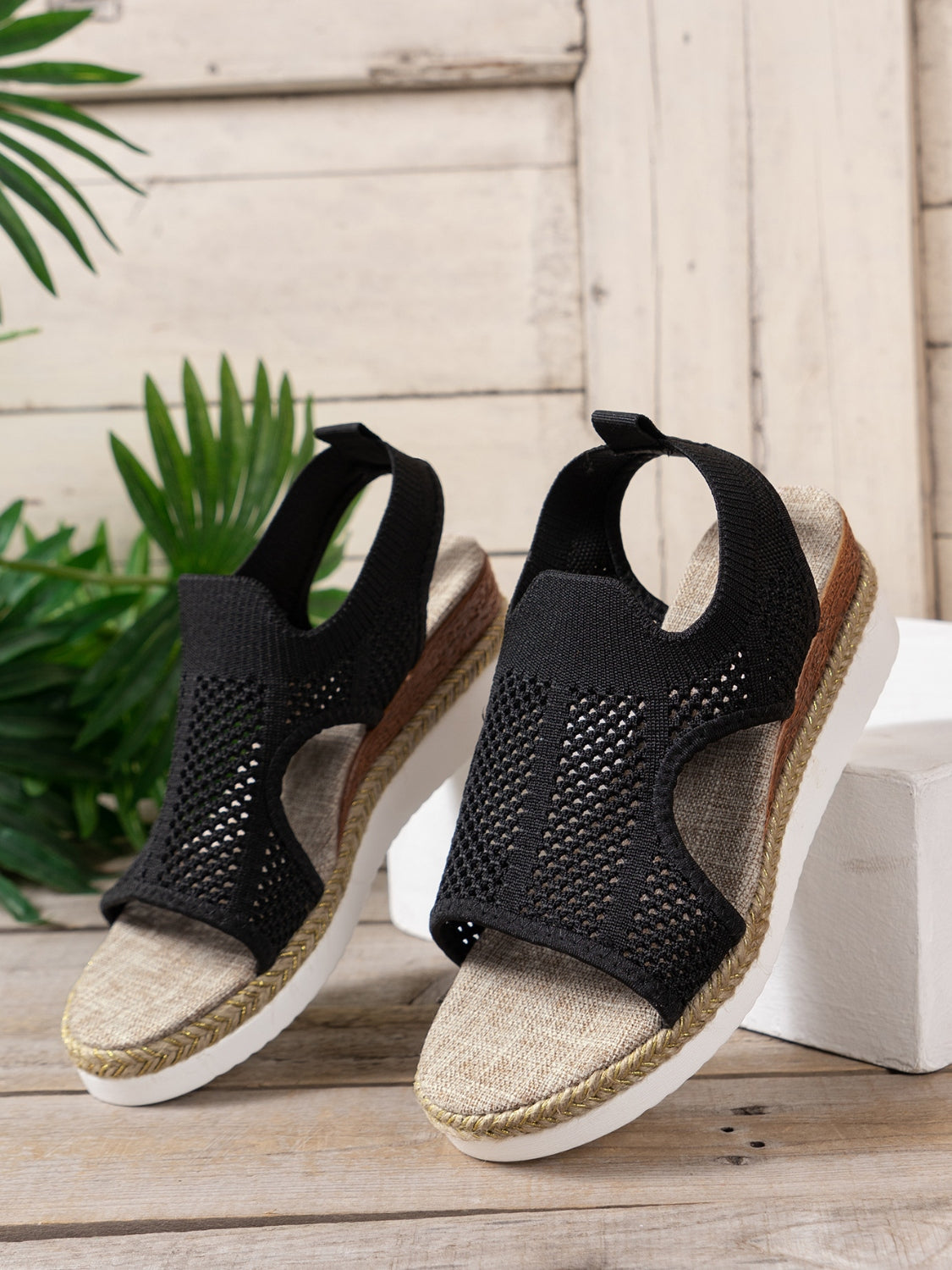 Zephariel Open Toe Woven Wedge Sandals