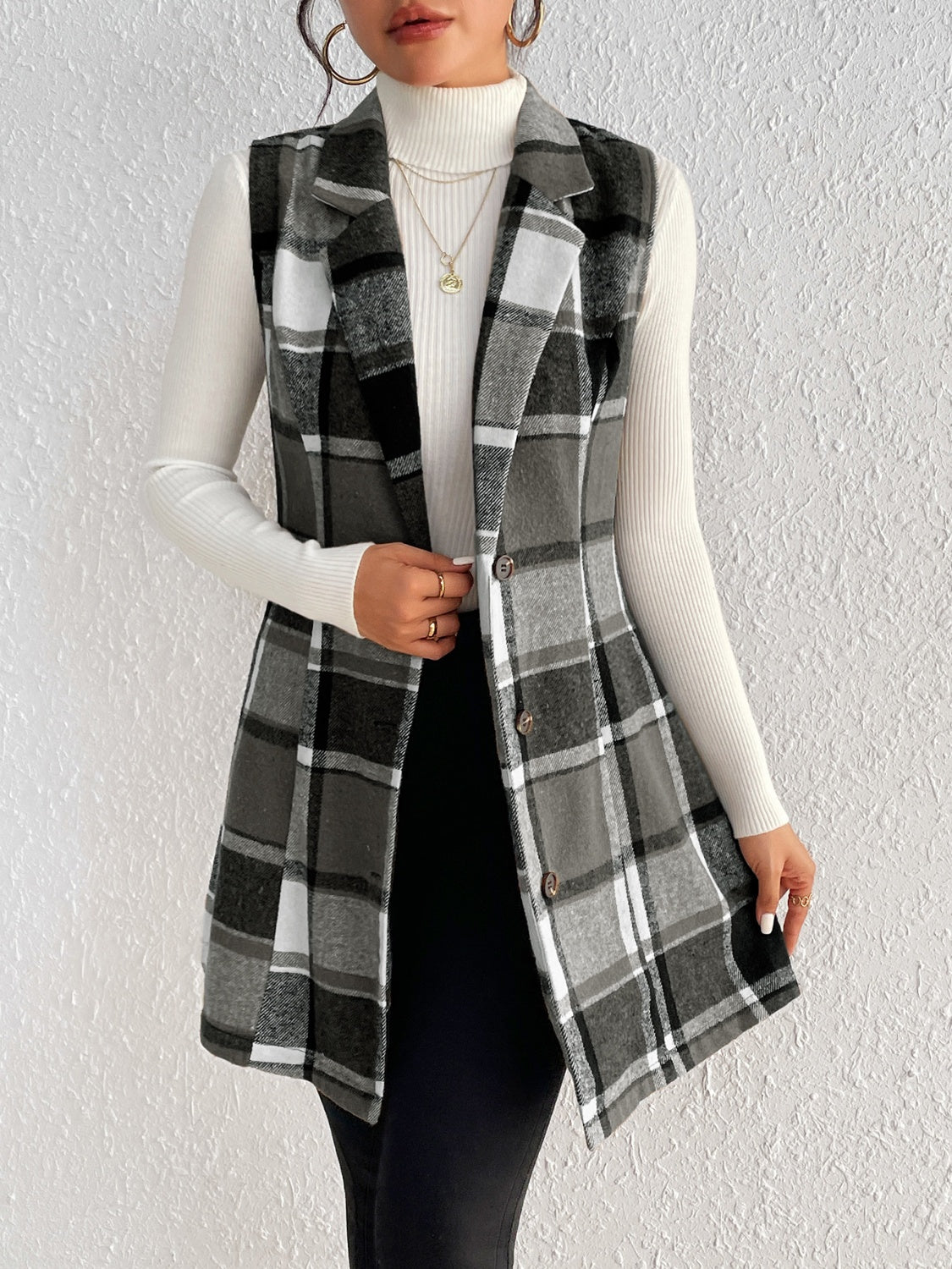 Zephariel Plaid Button Up Vest Coat