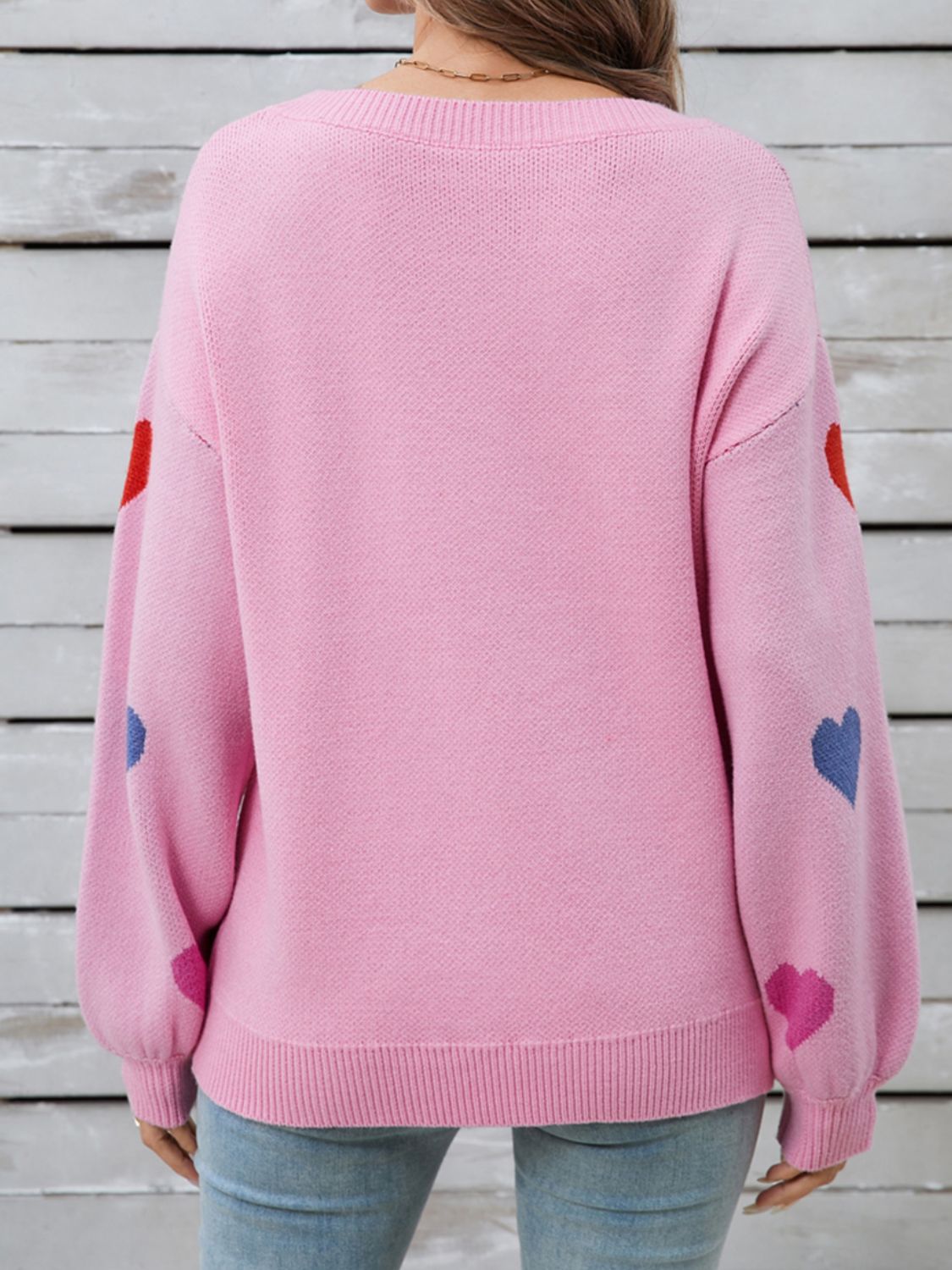 Zephariel Heart Round Neck Long Sleeve Sweater