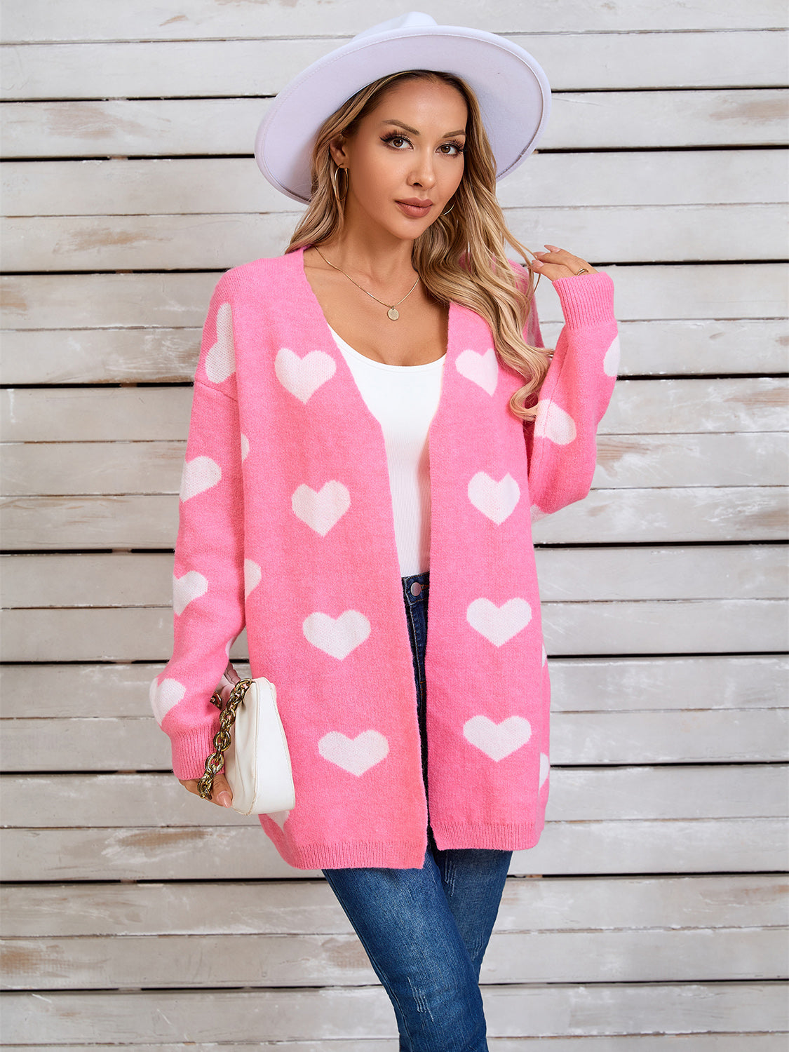 Zephariel Heart Open Front Long Sleeve Cardigan