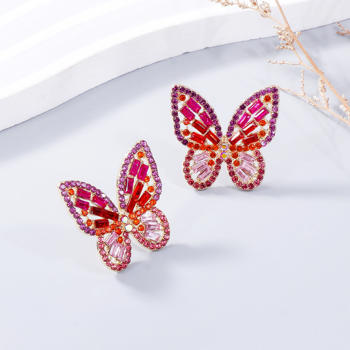 Zephariel Alloy Inlaid Rhinestone Butterfly Earrings