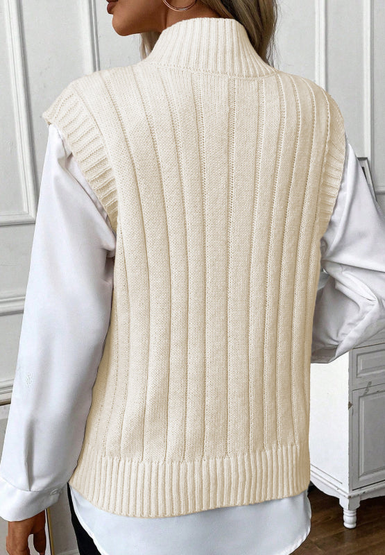 Zephariel Cable Knit Turtleneck Sweater Vest