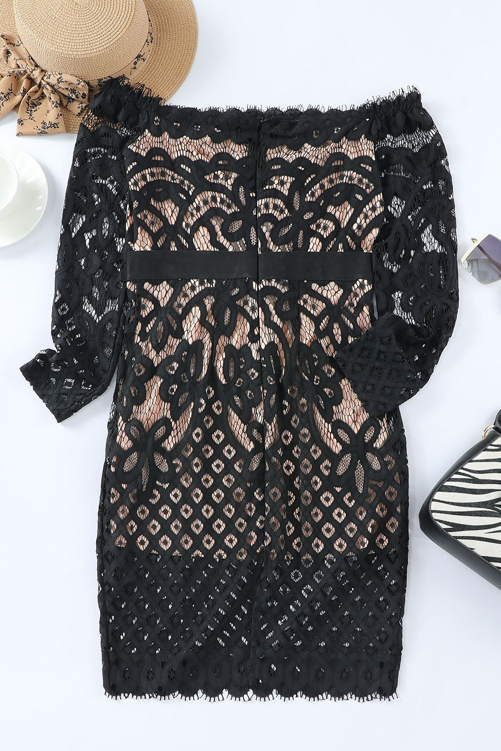 Zephariel Off-Shoulder Long Sleeve Lace Dress